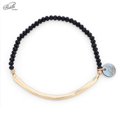 Badu Black Crystal Beaded Bracelet for Women Golden Copper Tube Elastic Adjustable Bracelets Fashion Jewelry Wholesale