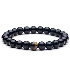 Natural Black Hematite With Tiger Eye Stone Beads Men Jewelry Bracelet 12mm Lovers Energy Balance Strand Bracelets Bangles Male